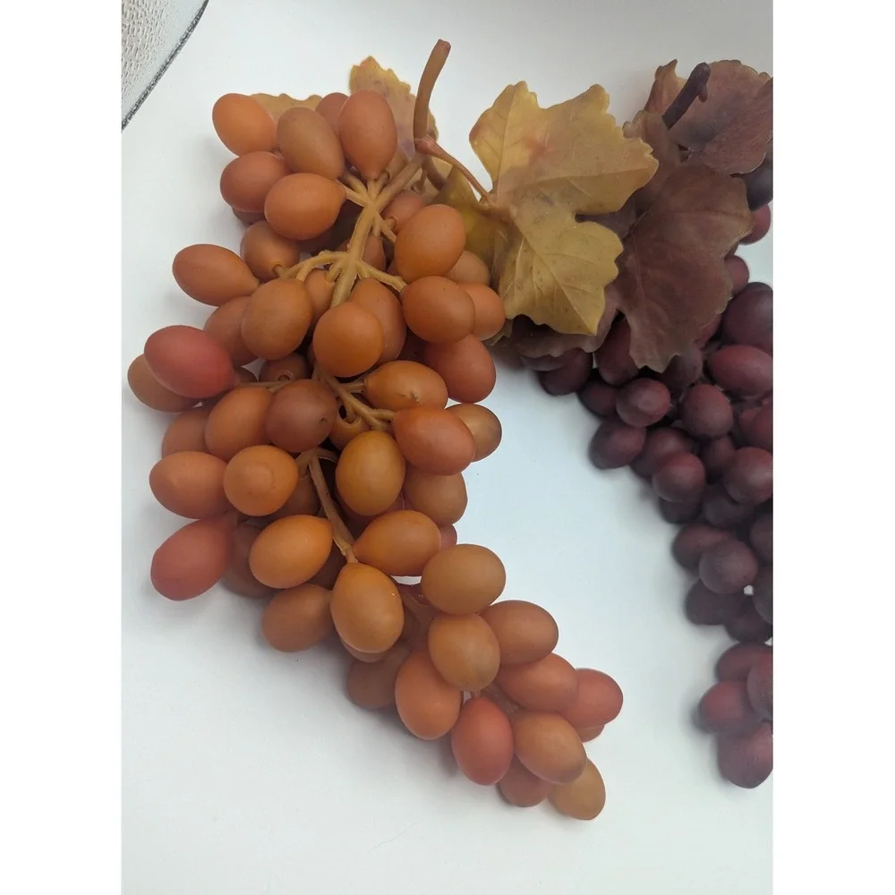 Vintage Style Artificial Grape Clusters Burgundy Amber‎ Faux Fruit Decor 2pc